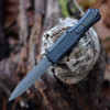 Benchmade 3370GY Claymore OTF - 3.89 Smoke Gray CPM-D2 Double Edge Plain Blade, Black Grivory Handle
