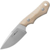 Viper Handy (VT4040CN) 3.5" CPM-MagnaCut Stonewashed Drop Point Plain Blade, Natural Canvas Micarta Handle, Brown Leather Belt Sheath