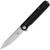 CobraTec Knives Kuzio (CBTKUZIOBLKDNS) 3.25" D2 Stonewashed Drop Point Plain Blade, Black G-10 Handle