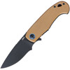CRKT P.S.D. II Assisted Opening (CR7910) 3" AUS-10A Black Coated Drop Point Plain Blade, Coyote Brown G-10 Handle