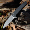 Pro-Tech Malibu Button Lock (5301)  3.5" Magnacut Stonewash Wharncliffe Plain Blade, Black Smooth Aluminum Handle, Button Lock