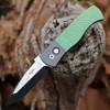 Pro-Tech Emerson CQC-7 Custom - Jigged Titanium Handle with Two-tone Blasted and Green Anodize, Pearl Button, 3.25" Two-tone (DLC Black/Satin) 154CM Chisel Tanto Blade, Wide Deep Cayy Clip