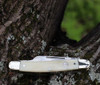 Boker Traditional Series Medium Stockman (BO110854) Mirror Polished D2 Clip, Sheepsfoot, and Pen Blades, White Smooth Bone Handle with Nickel Silver Bolsters