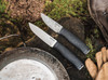 Boker Bronco Mini (121505) 3.5" 80CrV2 Blackwashed Saber Ground Drop Point Plain Blade, Black Textured TPE Handle, Black Kydex Belt Sheath