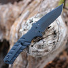 Boker Plus Strike Auto (01BO458) 3.35" D2 Blackwashed Tanto Partially Serrated Blade, Black Aluminum Handle