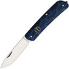 Boker Plus Tech Tool (01BO557) 2.8" 12C27 Satin Drop Point Plain Blade, Blue G-10 Handle with Damascus Pattern