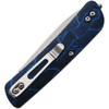 Boker Plus Tech Tool (01BO557) 2.8" 12C27 Satin Drop Point Plain Blade, Blue G-10 Handle with Damascus Pattern