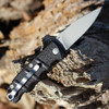 Boker Plus Mini Kalashnikov (01KALS92) 2.52" D2 Bead Blasted Spear Point Plain Blade, Black Aluminum Handle with Push Button Open