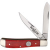 Queen Cutlery Mini Trapper (QRSB07) 1095 Carbon Steel Mirror Finished Clip and Spey Blades, Red Smooth Bone Handle with Nickel Silver Bolsters