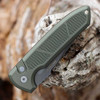 Pro-Tech Les George Rockeye Automatic Knife (LG327 GREEN) - 3.4" Smoky Grey DLC CPM-D2 Drop Point Plain Blade, Green Texture Aluminum Handle