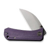 WE Knife Banter Wharncliffe (WE19068J-2) 2.85" CPM S35VN Gray Stonewashed Wharncliffe Plain Blade, Purple Canvas Micarta Handle