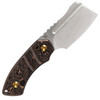 Kansept Knives (KG2030A7) 2.9" CPM-S35VN Stonewashed Cleaver Plain Blade, Copper Carbon Fiber Handle, Black Kydex Belt Sheath