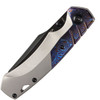 Kansept Knives Weim (K1051A3) 3.28" CPM-S35VN Blackwashed Sheepsfoot Plain Blade, Gray Titanium Handle with Blue Timascus Inlay