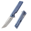 Kansept Knives Anomaly (K2038T3) 3.14" CPM-S35VN Satin Tanto Plain Blade, Blue Titanium Handle with Orange Peel Texture