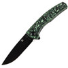 Kansept Knives AGI (K2037A4) 2.94" CPM-S35VN Blackwashed Drop Point Plain Blade, Green and Black Carbon Fiber Handle with Blackwashed Titanium Back Handle