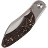 Kansept Knives Cosmos (K1059A1) 3.58" CPM-20CV Stonewashed Wharncliffe Plain Blade, Gray Titanium Handle with Copper Foil Carbon Fiber Onlay