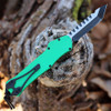 Heretic Knives Auto Hydra (H006-11C-TXGRN) 3.63" CPM MagnCut 2 Tone Tanto Serrated Blade, Toxic Green  Anodized Aluminum Handle