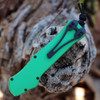 Heretic Knives Auto Hydra (H006-11C-TXGRN) 3.63" CPM MagnCut 2 Tone Tanto Serrated Blade, Toxic Green  Anodized Aluminum Handle