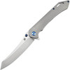 Kansept Knives Colibri Tech (K1060A1) 4.34" CPM-S35VN Satin Wharncliffe Plain Blade, Gray Sculpted Titanium Handle with Blue Accents