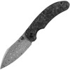 Kansept Knives Nesstreet (K1039D1) 3.58" Damascus Drop Point Plain Blade, Black Shredded Carbon Fiber Handle