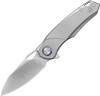 Kunwu Knives Zen Compact Framelock (K704C) 2.99" Satin ELMAX Drop Point Plain Blade, Gray Titanium Handle