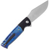 Kansept Knives Skikari SBL (K2027M1) 3.35" CPM-S35VN Stonewashed Clip Point Plain Blade, Blue Timascus Handle with Blackwashed Titanium Bolsters