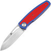 Kansept Knives Mato (K1050A1) 3.3" CPM-S35VN Satin Sheepsfoot Plain Blade, Blue and Red G-10 Handle