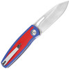 Kansept Mato (K1050A1) 3.3" CPM-S35VN Satin Spear Point Plain Blade, Blue and Red G-10 Handle
