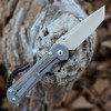 Chris Reeve Knives Large Inkosi Tanto, 3.60" CPM-MagnaCut Stonewashed Plain Edge, Sandblasted Titanium w/Natural Canvas Micarta Inlay Handle (LIN-1046)