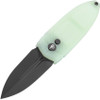 Bestech QuQu Folding Knife (BG57A-6) - 2.20" Black DLC 14C28N Spear Point Plain Blade, Jade G-10 Handle