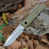 Benchmade Bushcrafter Fixed Blade (163-1) - 4.38" Stonewash CPM-S30V Drop Point Plain Balde, OD Green G-10 Handle w/ Leather Sheath