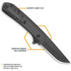 Outdoor Edge Razor VX4 (OEVX430A) 3" Japanese 420J2 Black Drop Point Plain Replaceable Blade, Black G-10 Handle with Black Carbon Fiber Onlay