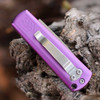 CobraTec Compact Hidden Release Automatic (CTCHRPUR) - 1.9 Satin D2 Steel Drop Point Plain Blade, Purple Aluminum with Purple Bolster Handle