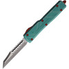 Microtech UTX-70 Warhound Bounty (MCT419W10BH) 2.375" Premium Steel Stonewashed and Bead Blasted Wharncliffe Plain Blade, Green Aluminum Handle with Double-Action Thumb Slide
