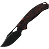 Kunwu Knives Django (KUNX707A1) 3.18" Elmax Black DLC Coated Clip Point Plain Blade, Red and Black Textured G-Mascus Handle
