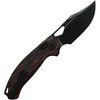 Kunwu Knives Django (KUNX707A1) 3.18" Elmax Black DLC Coated Clip Point Plain Blade, Red and Black Textured G-Mascus Handle