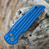 Pro-Tech TR-3 (TR-3 Blue) 3.5" 154CM Bead Blasted Drop Point Plain Blade, Blue Grooved Anodized Aluminum Handle