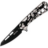 Buck Knives Mini Trace Ops (BU813CMS) 2.43" 7Cr17MoV Black Reverse Tanto Plain Blade, Black and Gray Camo Skeletonized Anodized Aluminum Handle