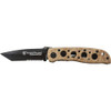 Smith & Wesson Extreme Ops (SW5TBSD) 3.25" 7Cr17MoV Black Teflon Coated Tanto Partially Serrated Blade, Desert Tan Aluminum Handle