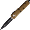 Microtech UTX-85 D/E (MCT2321TA) 3.125" Premium Steel Black Double Edged Dagger Plain Blade, Tan Anodized Aluminum Handle