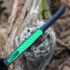 Heretic Cleric II OTF Automatic (H019-6A-TXHDW) - 4.25in Black DLC CPM-Magnacut TantoEdge Plain Blade, Toxic Green Anodized Aluminum/Toxic Green Bubble Inlay, Toxic Green Hardware and Black Titanium Clip