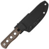 QSP Knife Canary (QS155A1) 4.25" Cr8Mo2VSi Stonewashed Drop Point Plain Blade, Dark Brown Micarta Handle, Black Kydex Belt Sheath