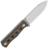 QSP Knife Canary (QS155A1) 4.25" Cr8Mo2VSi Stonewashed Drop Point Plain Blade, Dark Brown Micarta Handle, Black Kydex Belt Sheath