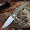 EIKONIC Knife Co Dromas (441SGN) 3.25" PVD Coated D2 PlainEdge Drop Point Blade, Green Canvas Micarta Handle