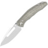 Artisan Cutlery Rustic Boa (ATZ1862GODG) 3.12" CPM-S35VN Sand Polished Drop Point Plain Blade, Gray Titanium Handle with a Green Canvas Micarta Inlay