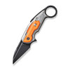 WE Knife Yardbird (WE220211) 2.44" CPM-20CV Blackwashed Wharncliffe Plain Blade, Gray 6AL4V Titanium Handle with a Orange G-10 Inlay