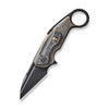 WE Knife Yardbird (WE220212) 2.44" CPM-20CV Blackwashed Wharncliffe Plain Blade, Bronze 6AL4V Titanium Handle with a Black Rose Carbon Fiber Inlay