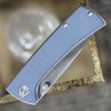 EIKONIC Knife Co RCK9 (100SSGY) 3.0" D2 Polished Satin Plain Drop Point Blade, Steel Blue G-10 Handle