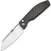 CJRB Ekko (J1929BBST) 3.23" AR-RPM9 Stonewashed Wharncliffe Plain Blade, Black Carbon Fiber Handle