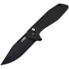 CJRB Riff (J1928BBK) 3.47" Black PVD Coated Clip Point Plain Blade, Black G-10 Handle